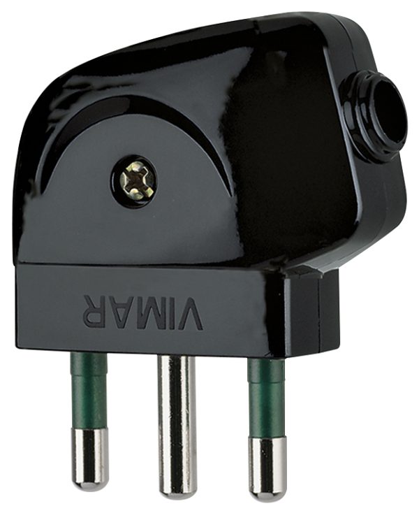 Outlet: Italian Standard, Black 90-Degree, Sicury, 250V, 16A