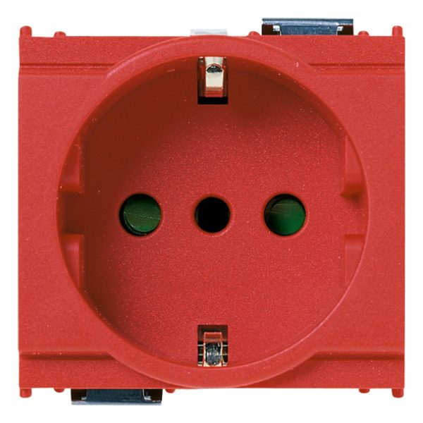 IDEA: 2-Module Italian SICURY Outlet, Red, 2P+E, 16A, P30, 250V