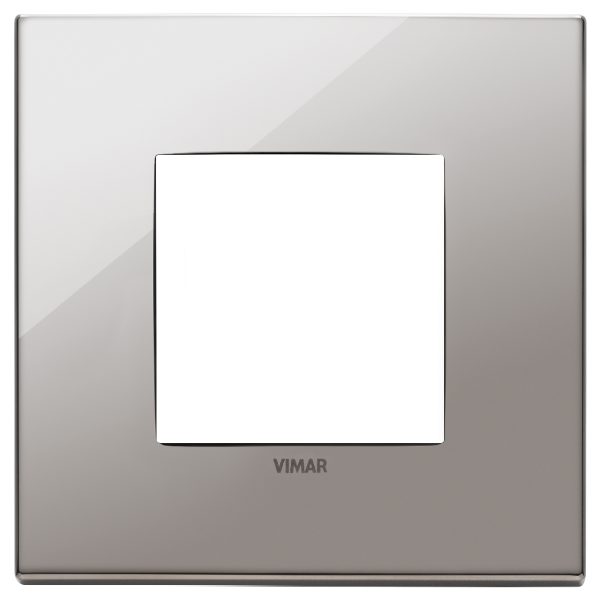 Eikon EXE Plate 2M metal black chrome 2-module cover plate, polished metal, black chrome