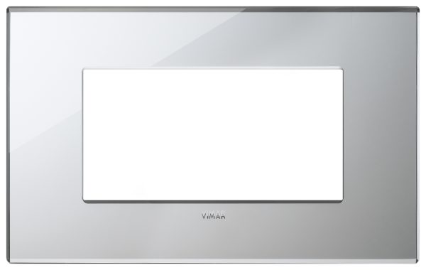 Eikon Exe: 4-Module Glass Cover Plate, Crystal, Ice Silver