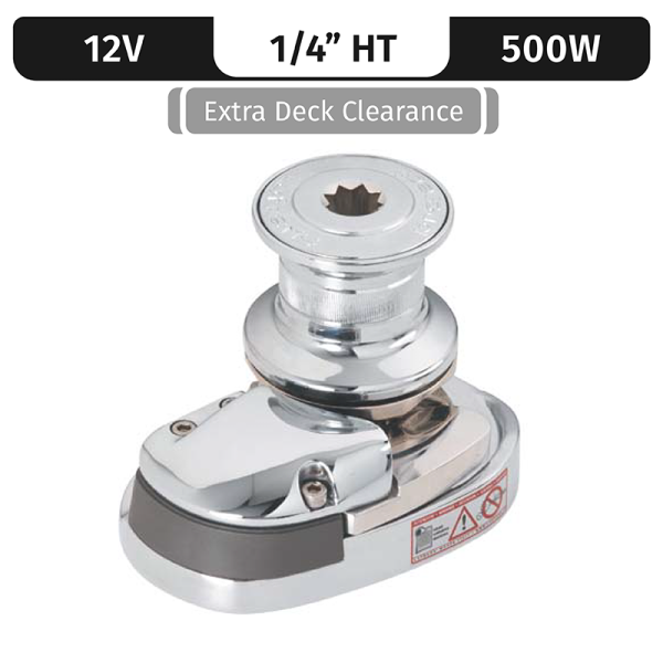 PROJECT 500/X1, 12VDC, 500W CAPSTAN, LONG SHAFT, 1/4"HT GYPSY