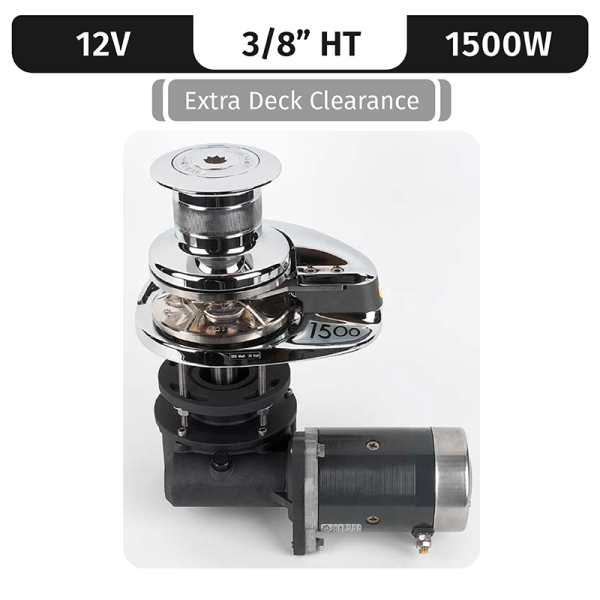 PROJECT 1500/X3, 12VDC, 1500W CAPSTAN, LONG SHAFT, 3/8"HT GYPSY