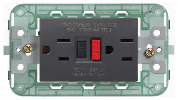 GFCI: Vimar Two 2P+A, USA 125V Outlets Carbon Matte, 3M, Plana/Neve Up