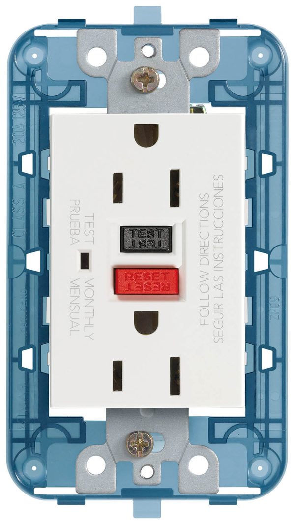 Outlet: USA Duplex GFCI 2P+E 15A/125V, 3M w/Frame, White, Arke