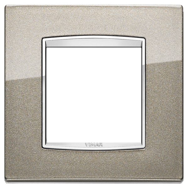 Eikon Square Cover Plate, Bright Metallic Titanium, Die-Cast Metal, 2 Module