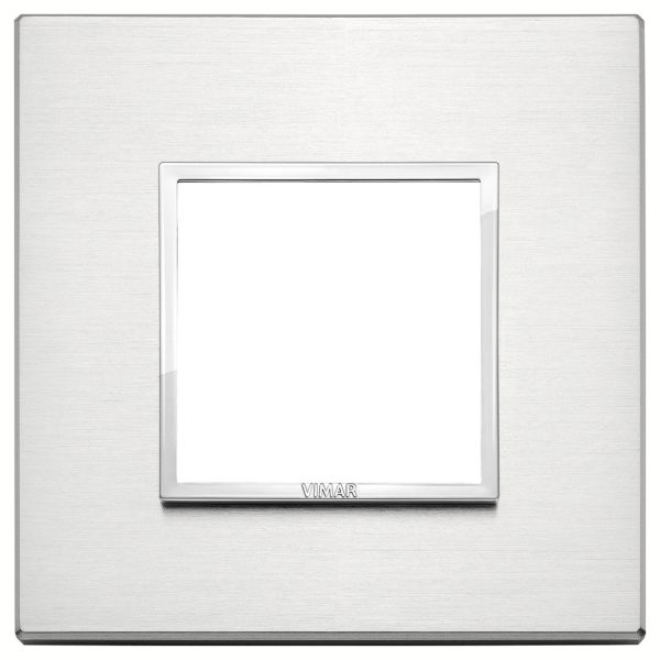Eikon Cover Plate: 2 Module,  Brilliant aluminium